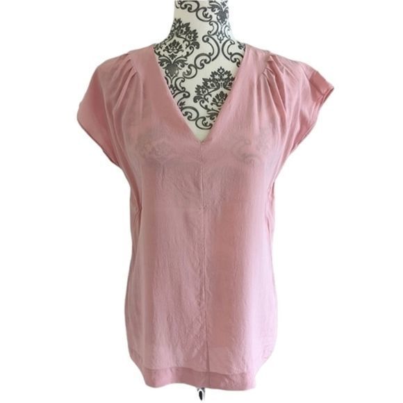 Escada Silk Flutter Sleeve Top Sheer Pink size 8 - Picture 1 of 11